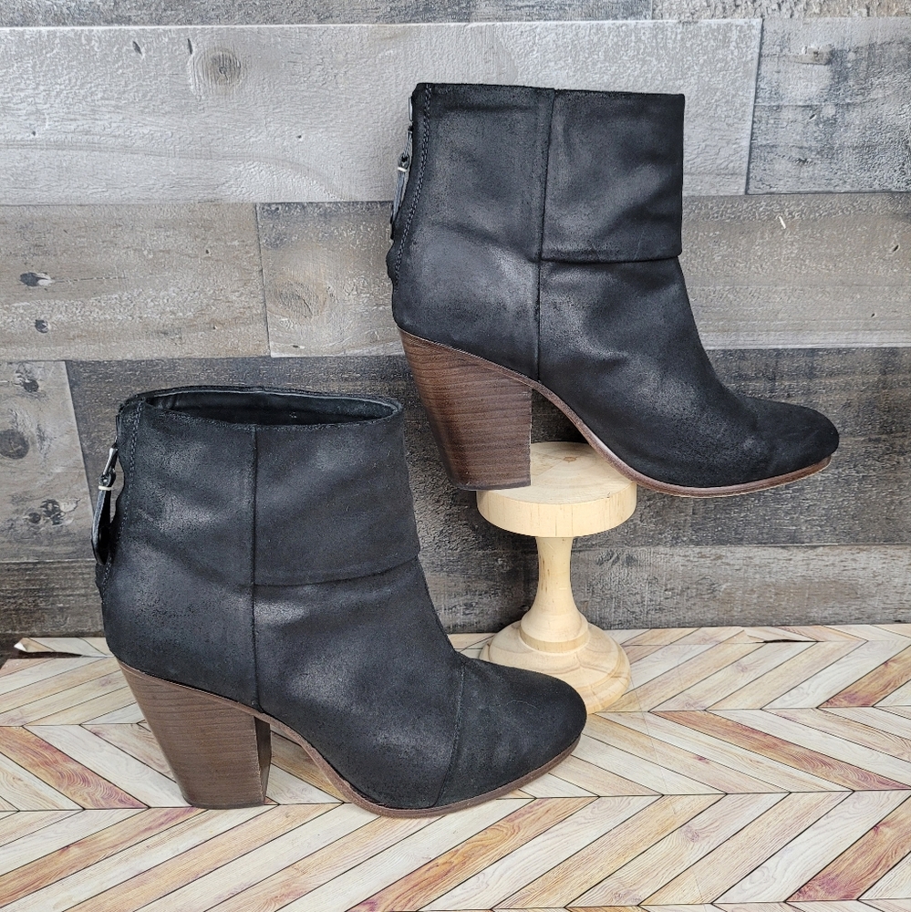 Rag & Bone Newbury Black Leather Ankle Booties
